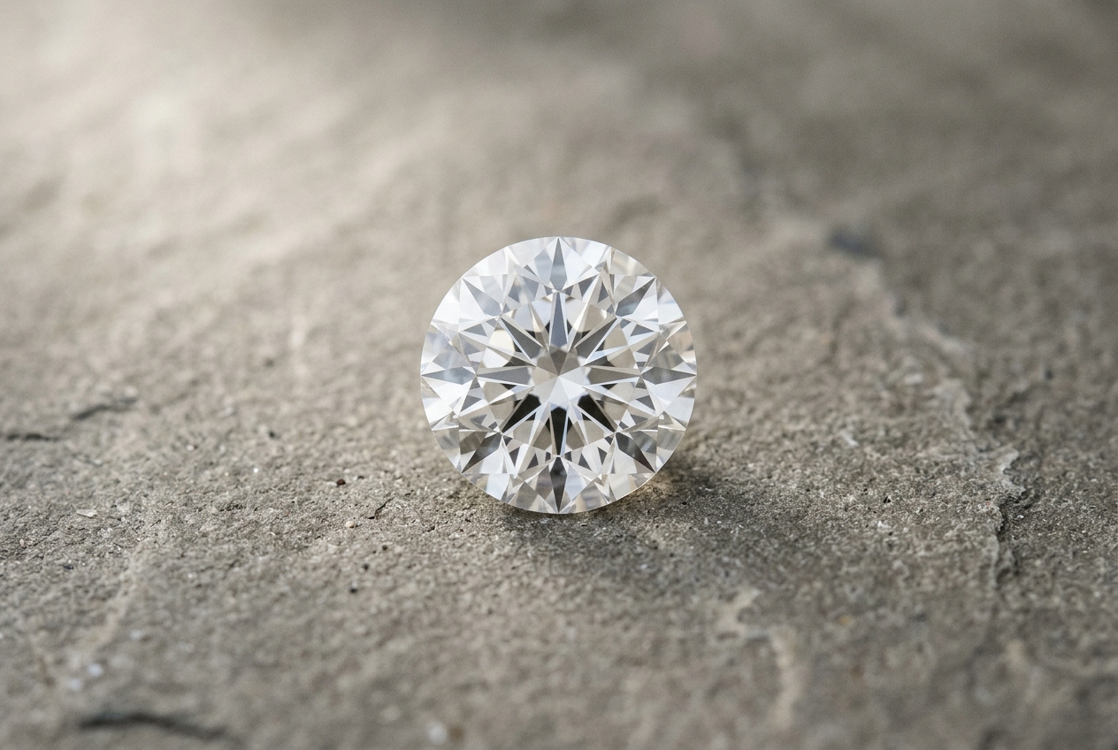 Loose round brilliant diamond on stone